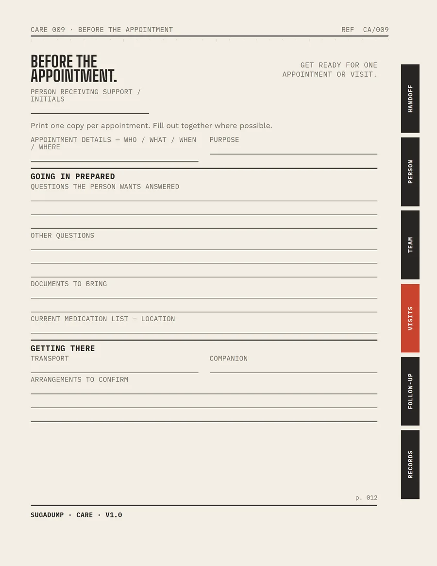 CA/009 · BEFORE THE APPOINTMENT — real workbook page preview