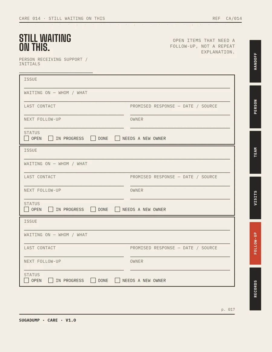 CA/014 · STILL WAITING ON THIS — real workbook page preview